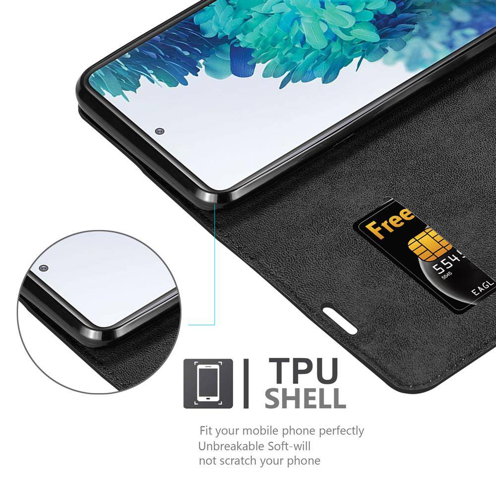 Cadorabo Hülle für Samsung Galaxy S20 FE Schutz Hülle in Schwarz Handyhülle Etui Case Cover Magnetverschluss