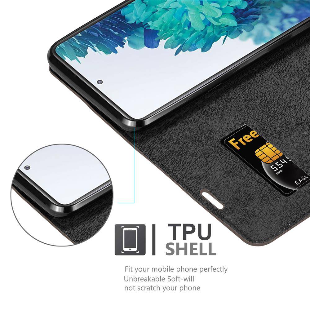 Cadorabo Hülle für Samsung Galaxy S20 FE Schutz Hülle in Braun Handyhülle Etui Case Cover Magnetverschluss