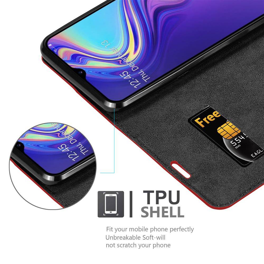 Cadorabo Hülle für Samsung Galaxy M30 / A40s Schutz Hülle in Rot Handyhülle Etui Case Cover Magnetverschluss