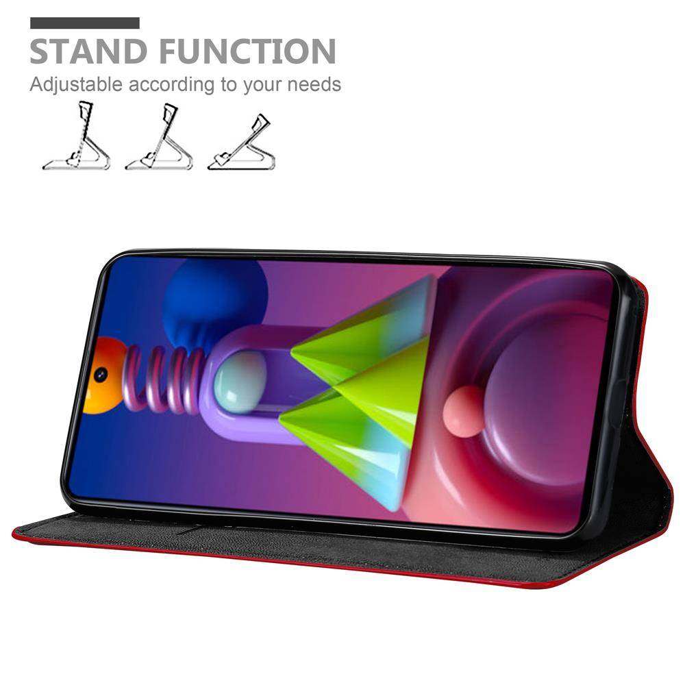 Cadorabo Hülle für Samsung Galaxy M51 Schutz Hülle in Rot Handyhülle Etui Case Cover Magnetverschluss