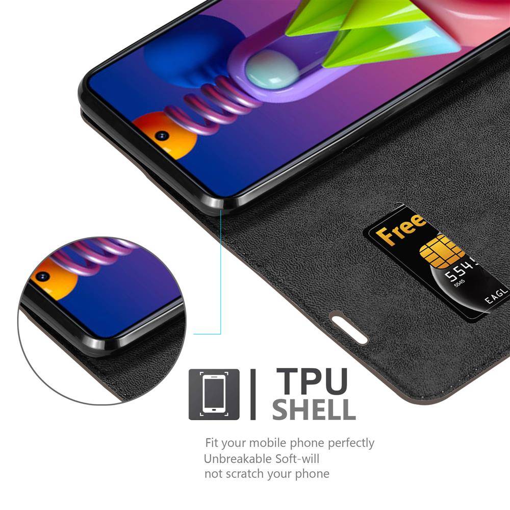 Cadorabo Hülle für Samsung Galaxy M51 Schutz Hülle in Braun Handyhülle Etui Case Cover Magnetverschluss