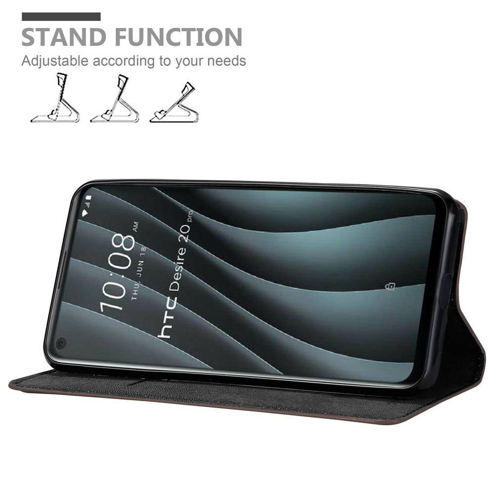Cadorabo Hülle für HTC Desire 20 PRO Schutz Hülle in Braun Handyhülle Etui Case Cover Magnetverschluss