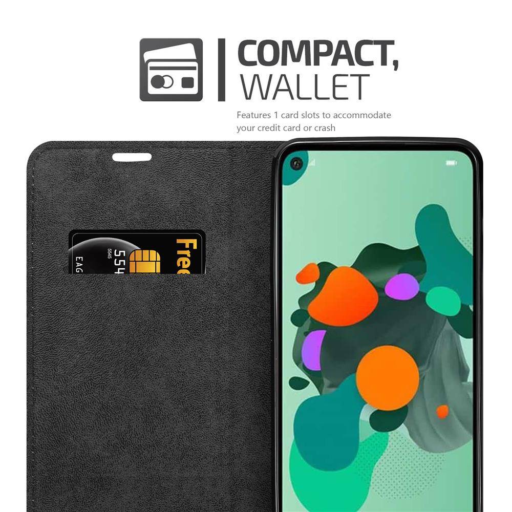 Cadorabo Hülle für Huawei MATE 30 LITE Schutz Hülle in Schwarz Handyhülle Etui Case Cover Magnetverschluss