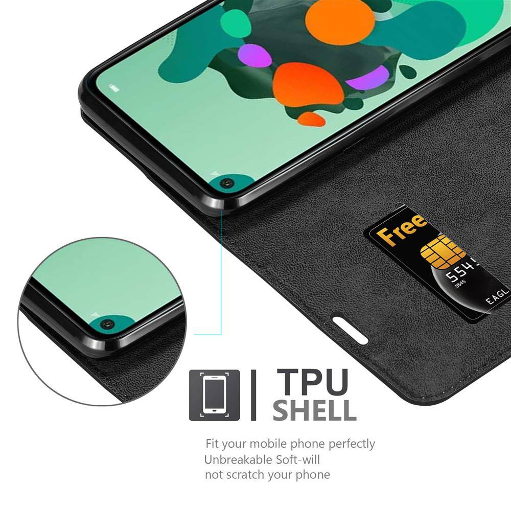 Cadorabo Hülle für Huawei MATE 30 LITE Schutz Hülle in Schwarz Handyhülle Etui Case Cover Magnetverschluss