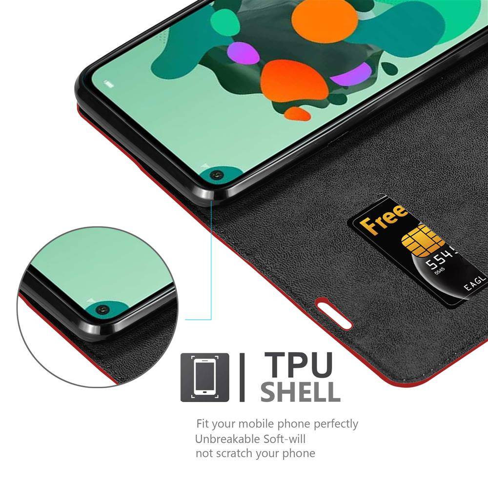 Cadorabo Hülle für Huawei MATE 30 LITE Schutz Hülle in Rot Handyhülle Etui Case Cover Magnetverschluss