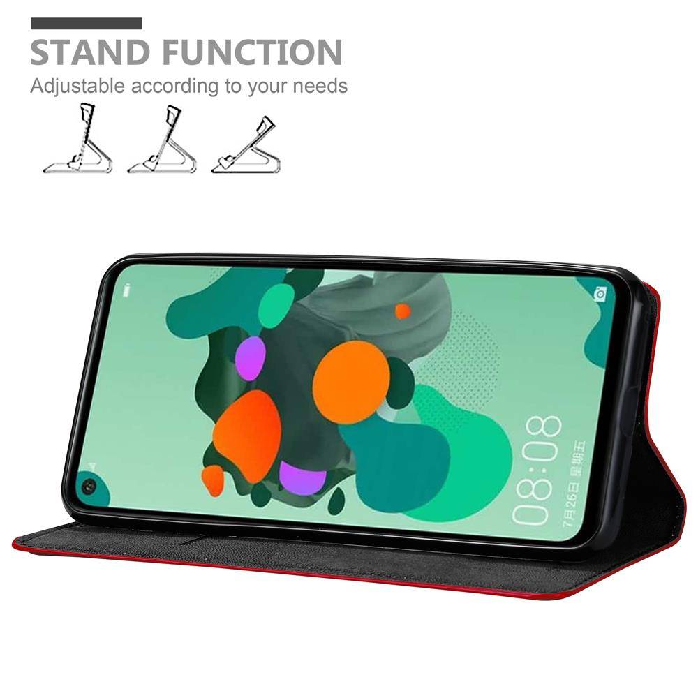 Cadorabo Hülle für Huawei MATE 30 LITE Schutz Hülle in Rot Handyhülle Etui Case Cover Magnetverschluss