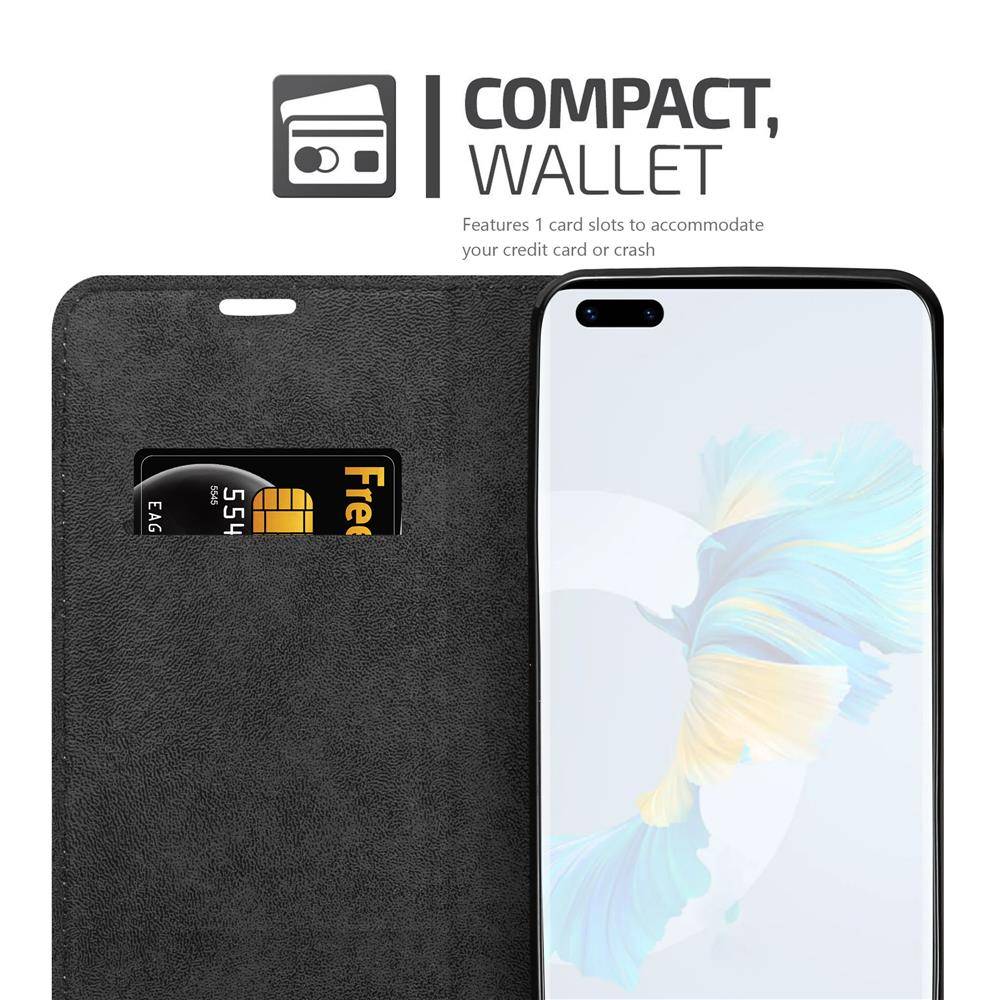 Cadorabo Hülle für Huawei MATE 40 PRO Schutz Hülle in Schwarz Handyhülle Etui Case Cover Magnetverschluss