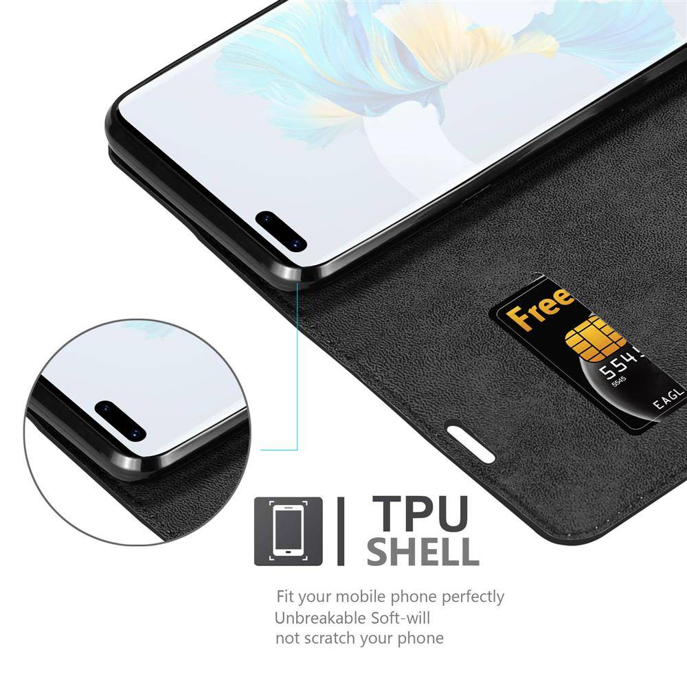Cadorabo Hülle für Huawei MATE 40 PRO Schutz Hülle in Schwarz Handyhülle Etui Case Cover Magnetverschluss