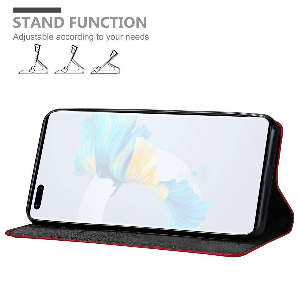 Cadorabo Hülle für Huawei MATE 40 PRO Schutz Hülle in Rot Handyhülle Etui Case Cover Magnetverschluss
