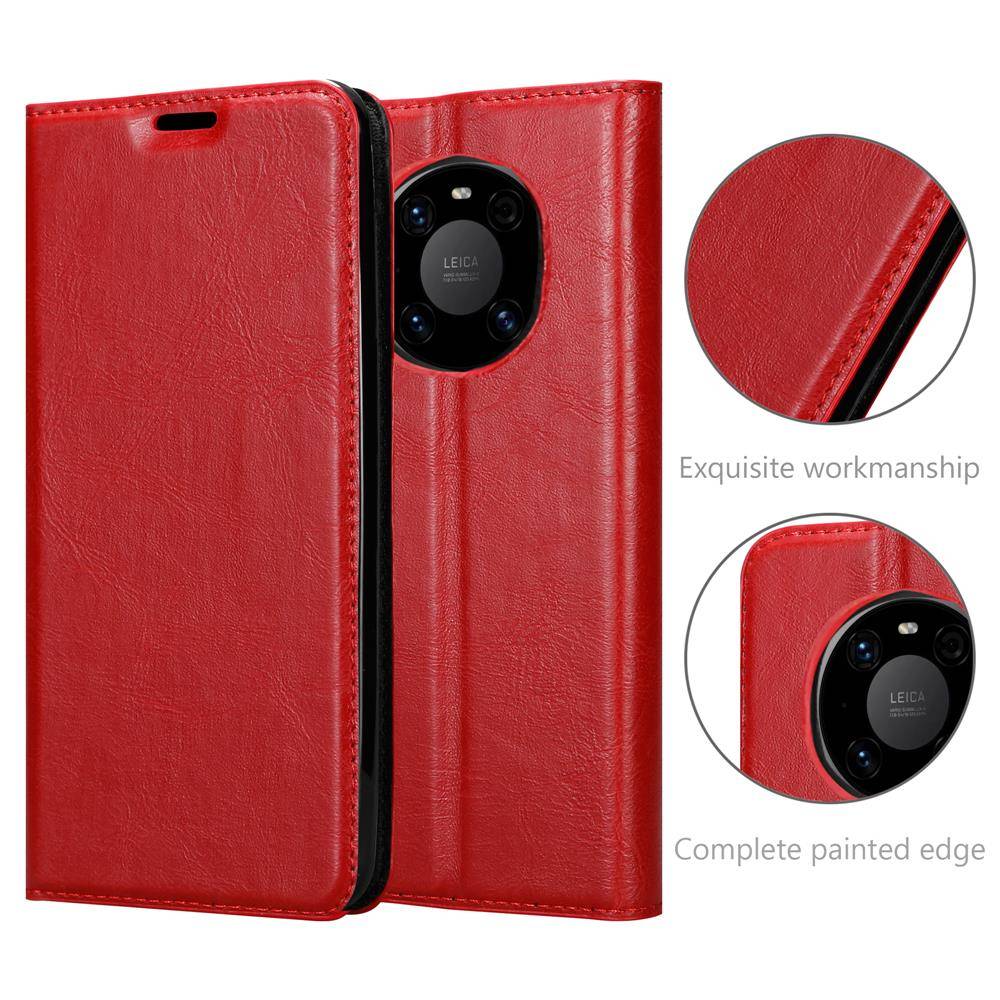 Cadorabo Hülle für Huawei MATE 40 PRO Schutz Hülle in Rot Handyhülle Etui Case Cover Magnetverschluss