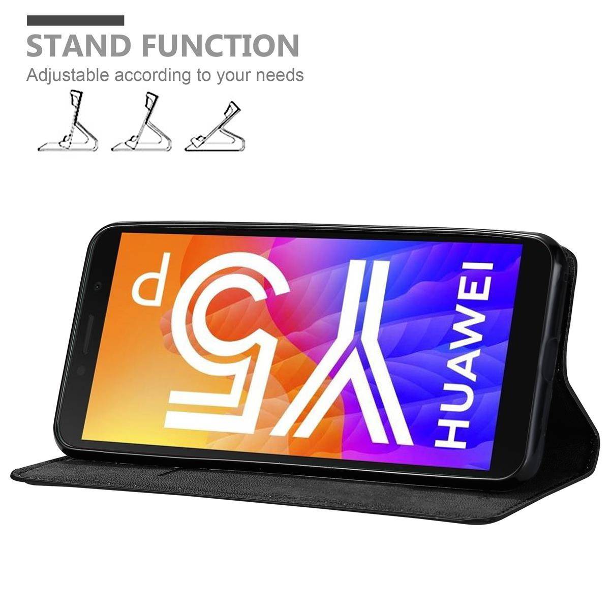 Cadorabo Hülle für Honor 9S / Huawei Y5P Schutz Hülle in Schwarz Handyhülle Etui Case Cover Magnetverschluss
