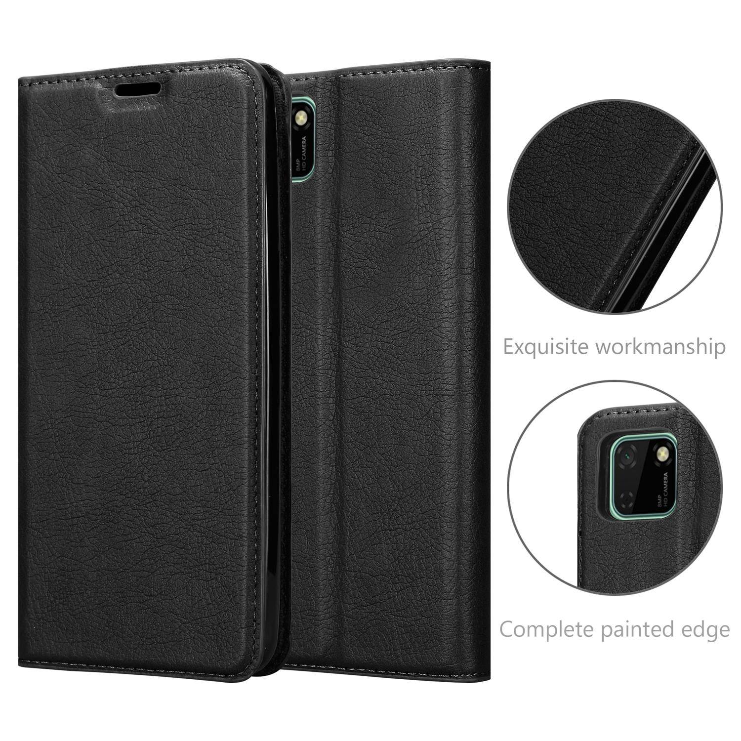 Cadorabo Hülle für Honor 9S / Huawei Y5P Schutz Hülle in Schwarz Handyhülle Etui Case Cover Magnetverschluss