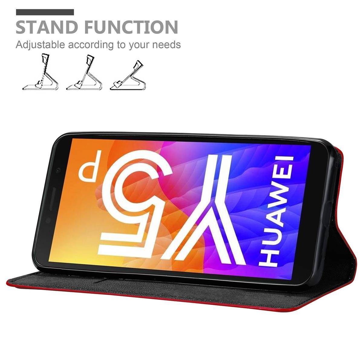 Cadorabo Hülle für Honor 9S / Huawei Y5P Schutz Hülle in Rot Handyhülle Etui Case Cover Magnetverschluss