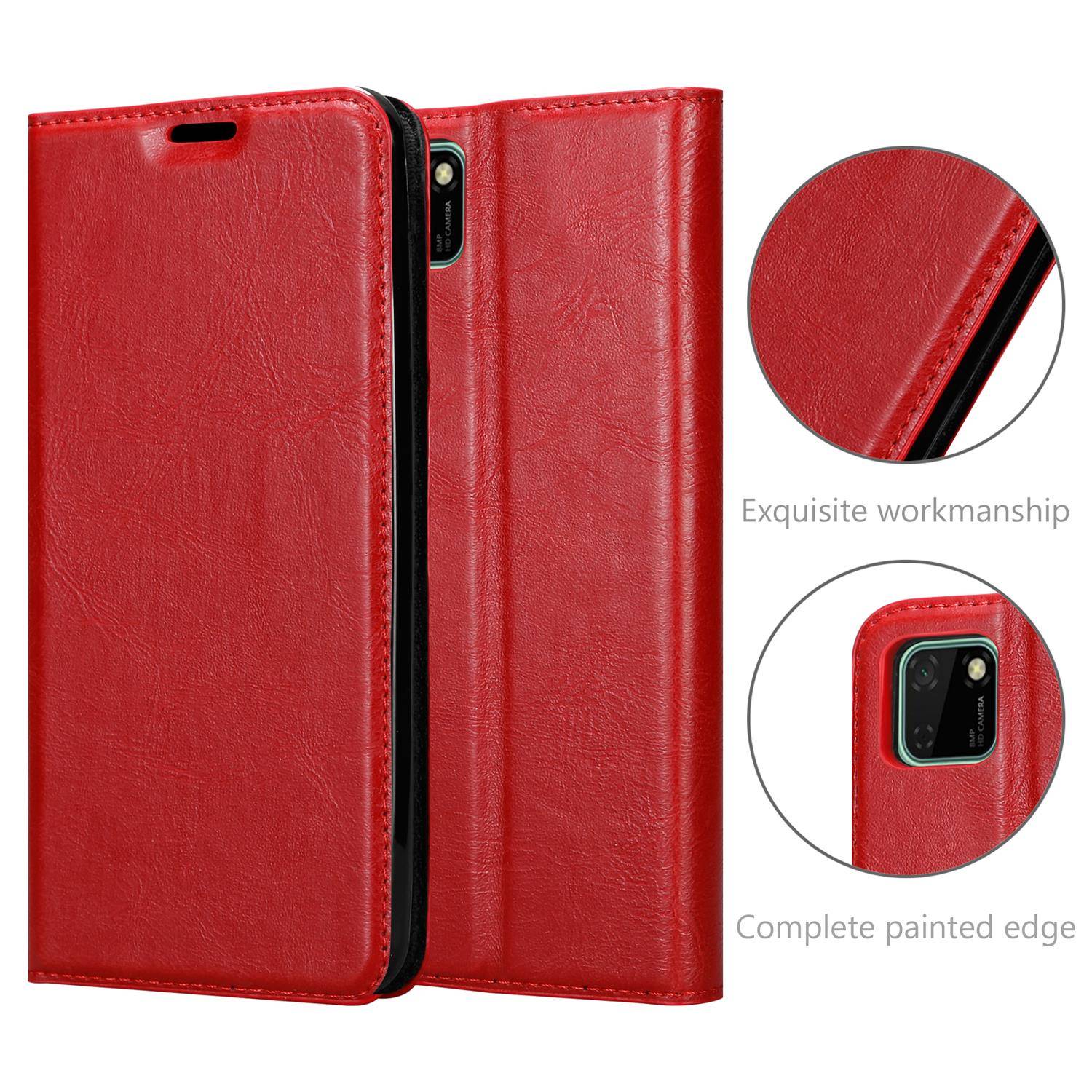 Cadorabo Hülle für Honor 9S / Huawei Y5P Schutz Hülle in Rot Handyhülle Etui Case Cover Magnetverschluss
