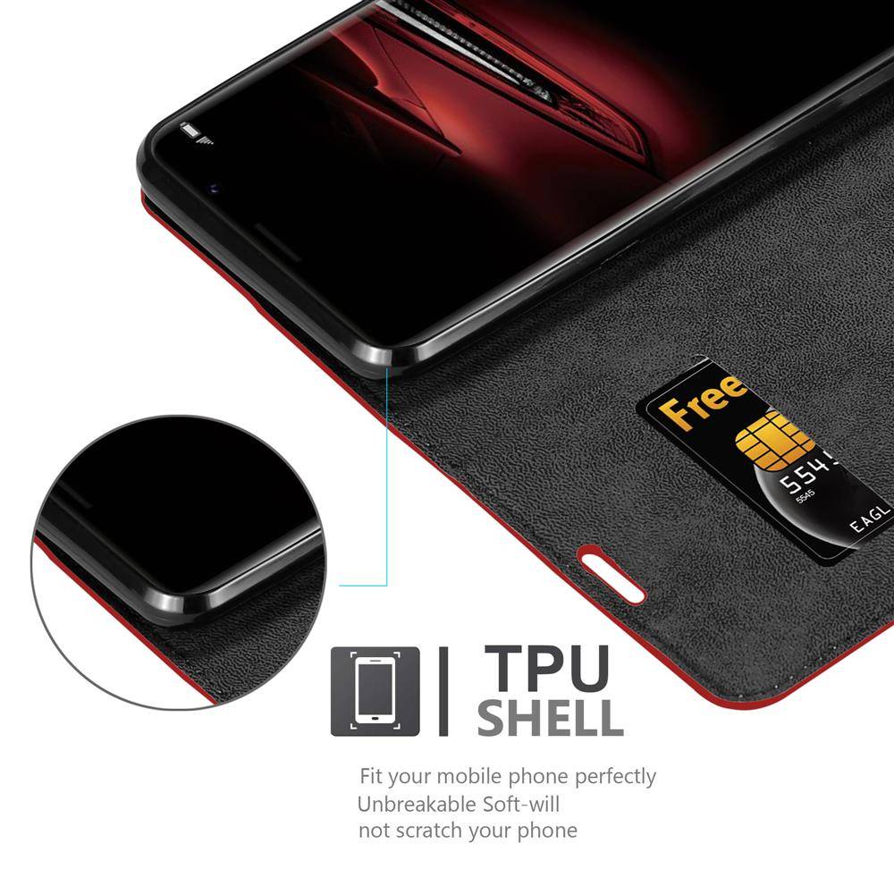 Cadorabo Hülle für Huawei MATE RS Schutz Hülle in Rot Handyhülle Etui Case Cover Magnetverschluss