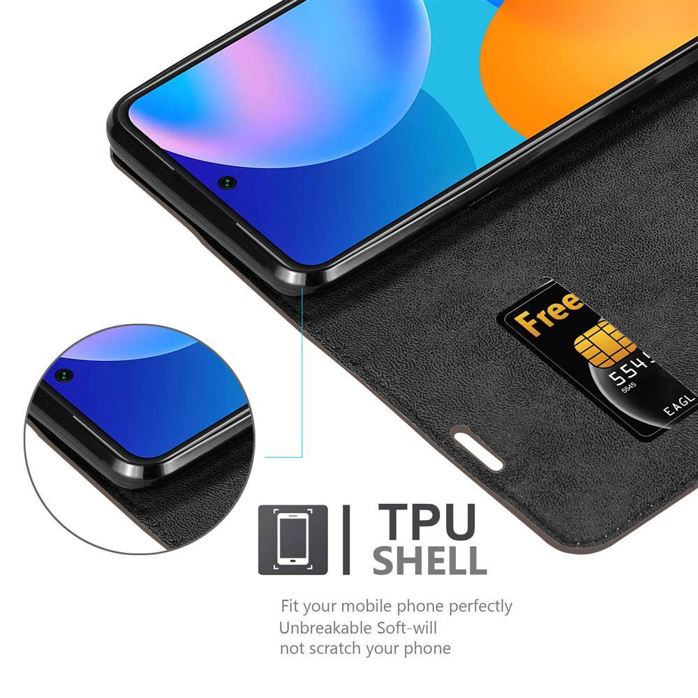 Cadorabo Hülle für Huawei P SMART 2021 Schutz Hülle in Braun Handyhülle Etui Case Cover Magnetverschluss