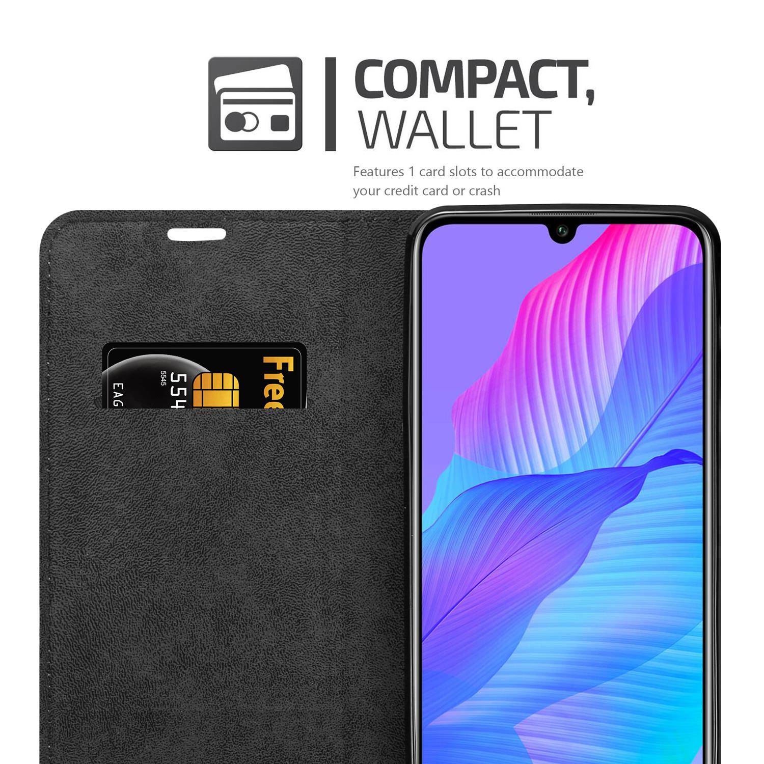 Cadorabo Hülle für Huawei P SMART S Schutz Hülle in Braun Handyhülle Etui Case Cover Magnetverschluss