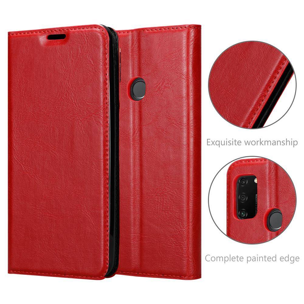Cadorabo Hülle für Honor PLAY 9A Schutz Hülle in Rot Handyhülle Etui Case Cover Magnetverschluss