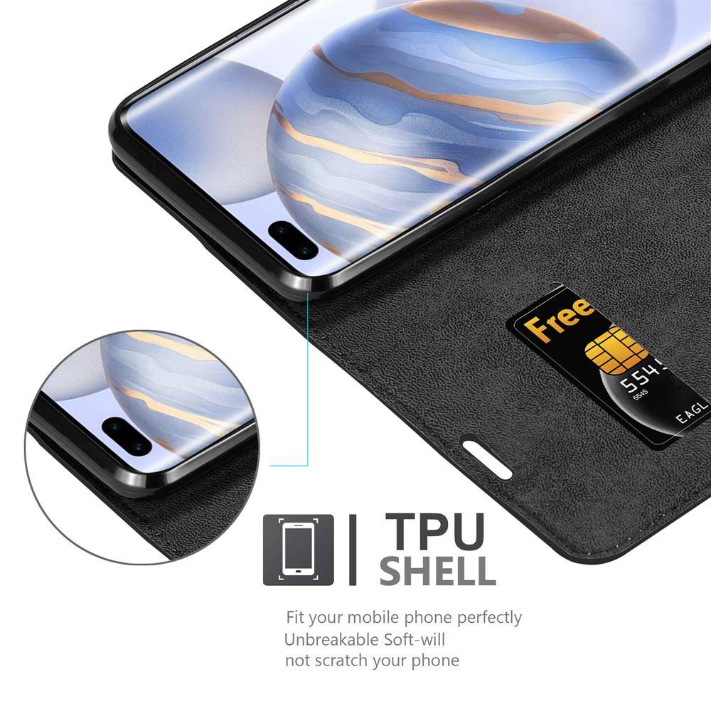 Cadorabo Hülle für Honor 30S Schutz Hülle in Schwarz Handyhülle Etui Case Cover Magnetverschluss