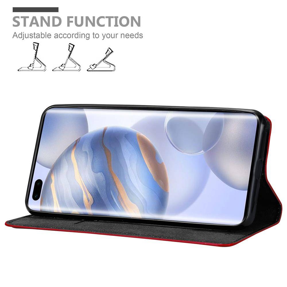 Cadorabo Hülle für Honor 30S Schutz Hülle in Rot Handyhülle Etui Case Cover Magnetverschluss