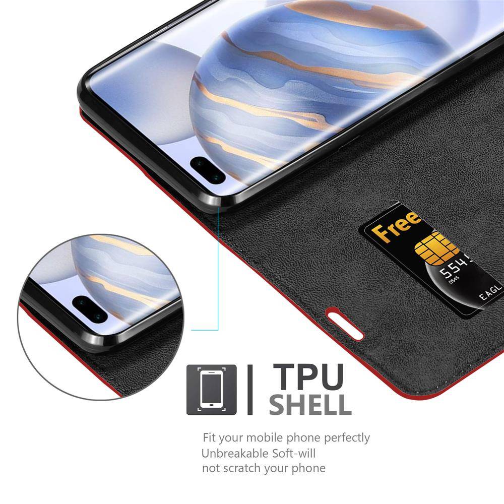 Cadorabo Hülle für Honor 30S Schutz Hülle in Rot Handyhülle Etui Case Cover Magnetverschluss