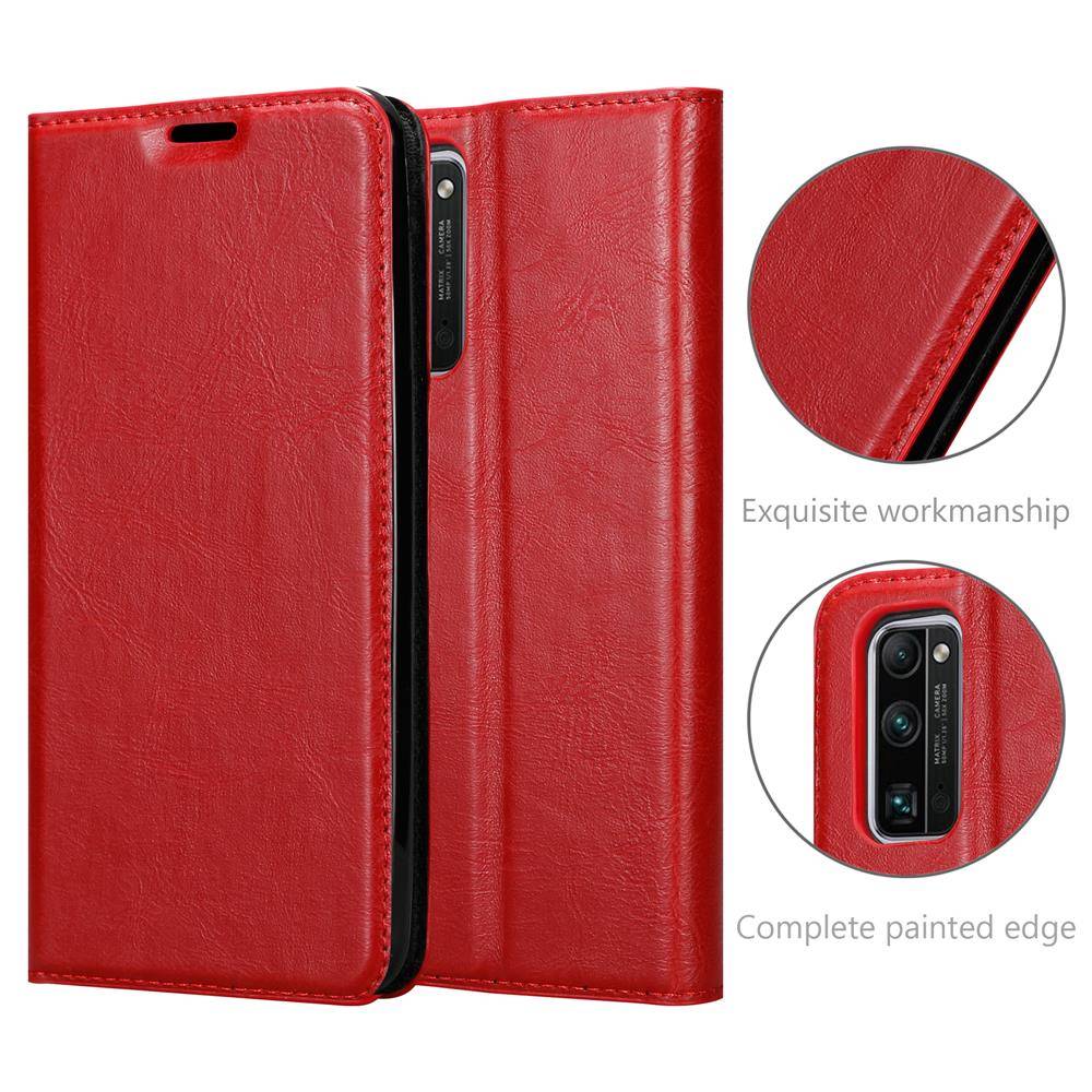 Cadorabo Hülle für Honor 30S Schutz Hülle in Rot Handyhülle Etui Case Cover Magnetverschluss