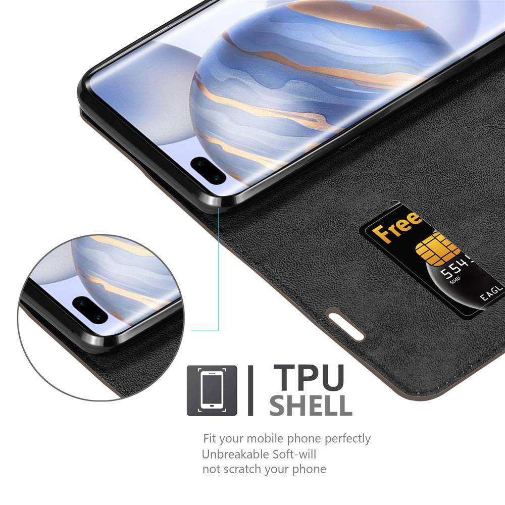 Cadorabo Hülle für Honor 30S Schutz Hülle in Braun Handyhülle Etui Case Cover Magnetverschluss