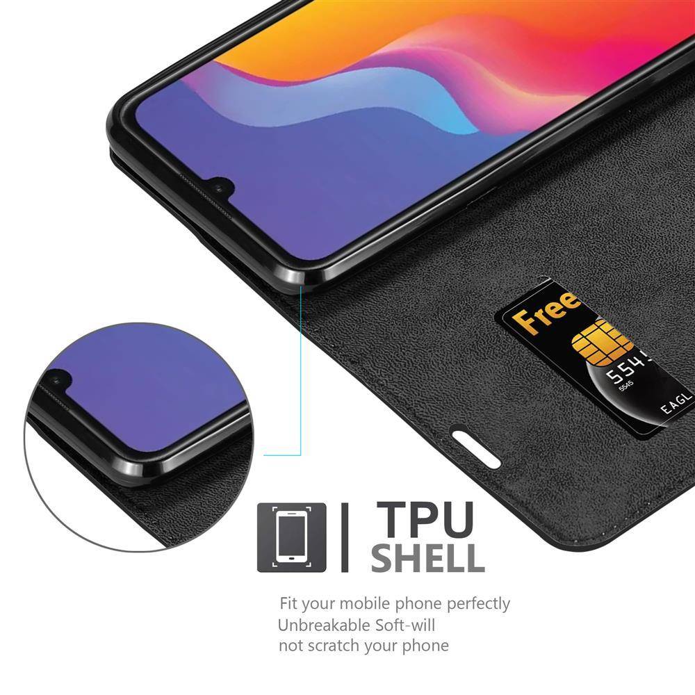 Cadorabo Hülle für Honor 8A PRIME Schutz Hülle in Schwarz Handyhülle Etui Case Cover Magnetverschluss