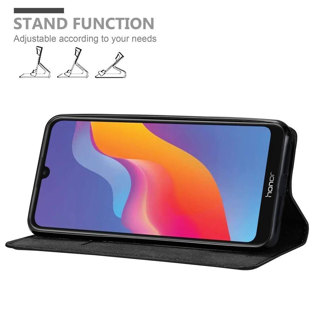 Cadorabo Hülle für Honor 8A 2020 Schutz Hülle in Schwarz Handyhülle Etui Case Cover Magnetverschluss