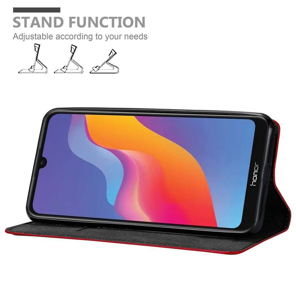 Cadorabo Hülle für Honor 8A 2020 Schutz Hülle in Rot Handyhülle Etui Case Cover Magnetverschluss