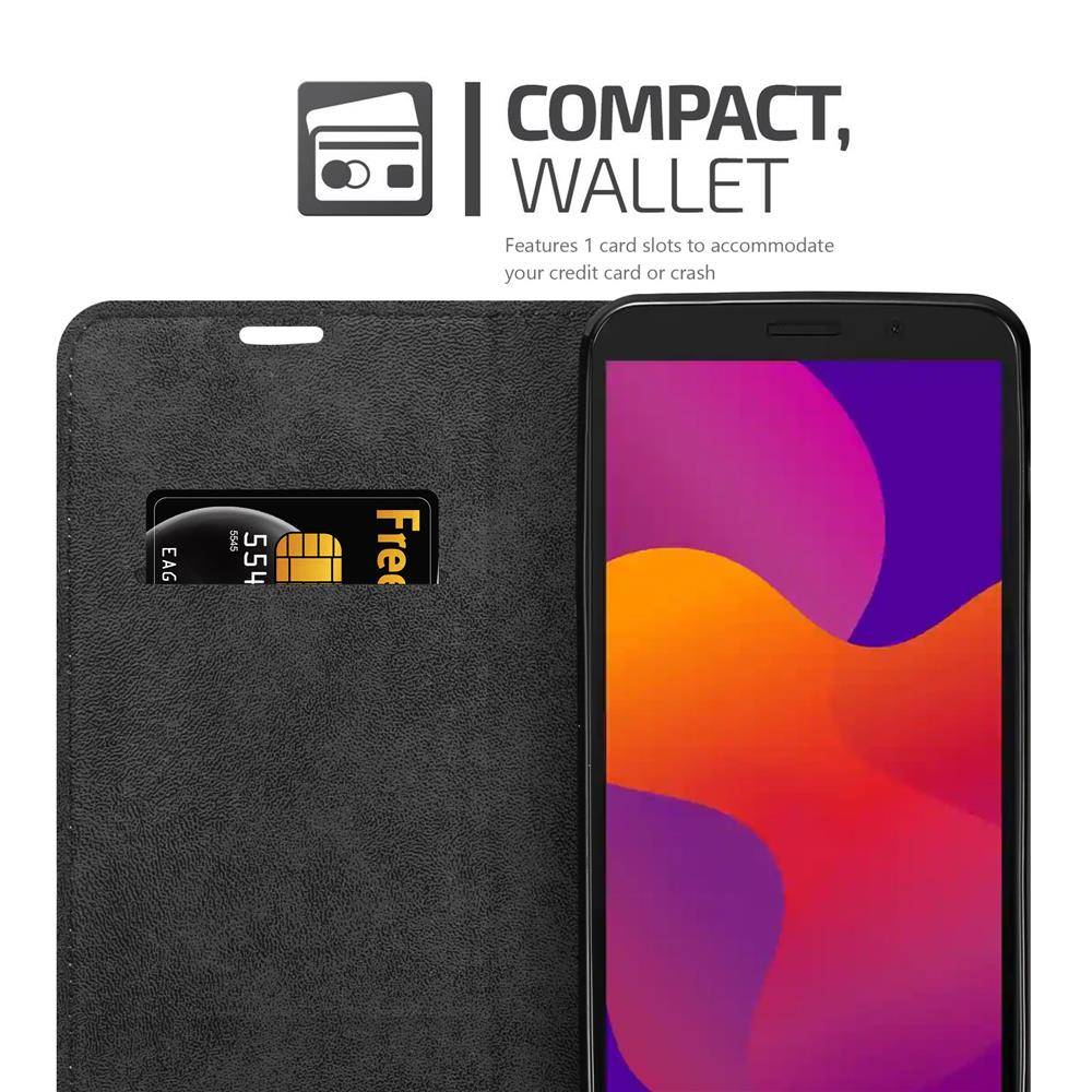 Cadorabo Hülle für Honor 9S / Huawei Y5P Schutz Hülle in Schwarz Handyhülle Etui Case Cover Magnetverschluss