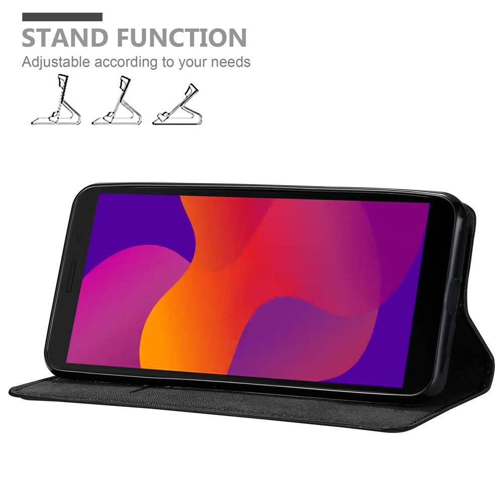 Cadorabo Hülle für Honor 9S / Huawei Y5P Schutz Hülle in Schwarz Handyhülle Etui Case Cover Magnetverschluss