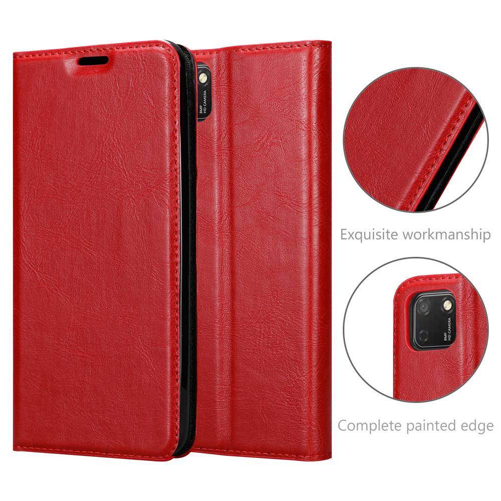 Cadorabo Hülle für Honor 9S / Huawei Y5P Schutz Hülle in Rot Handyhülle Etui Case Cover Magnetverschluss