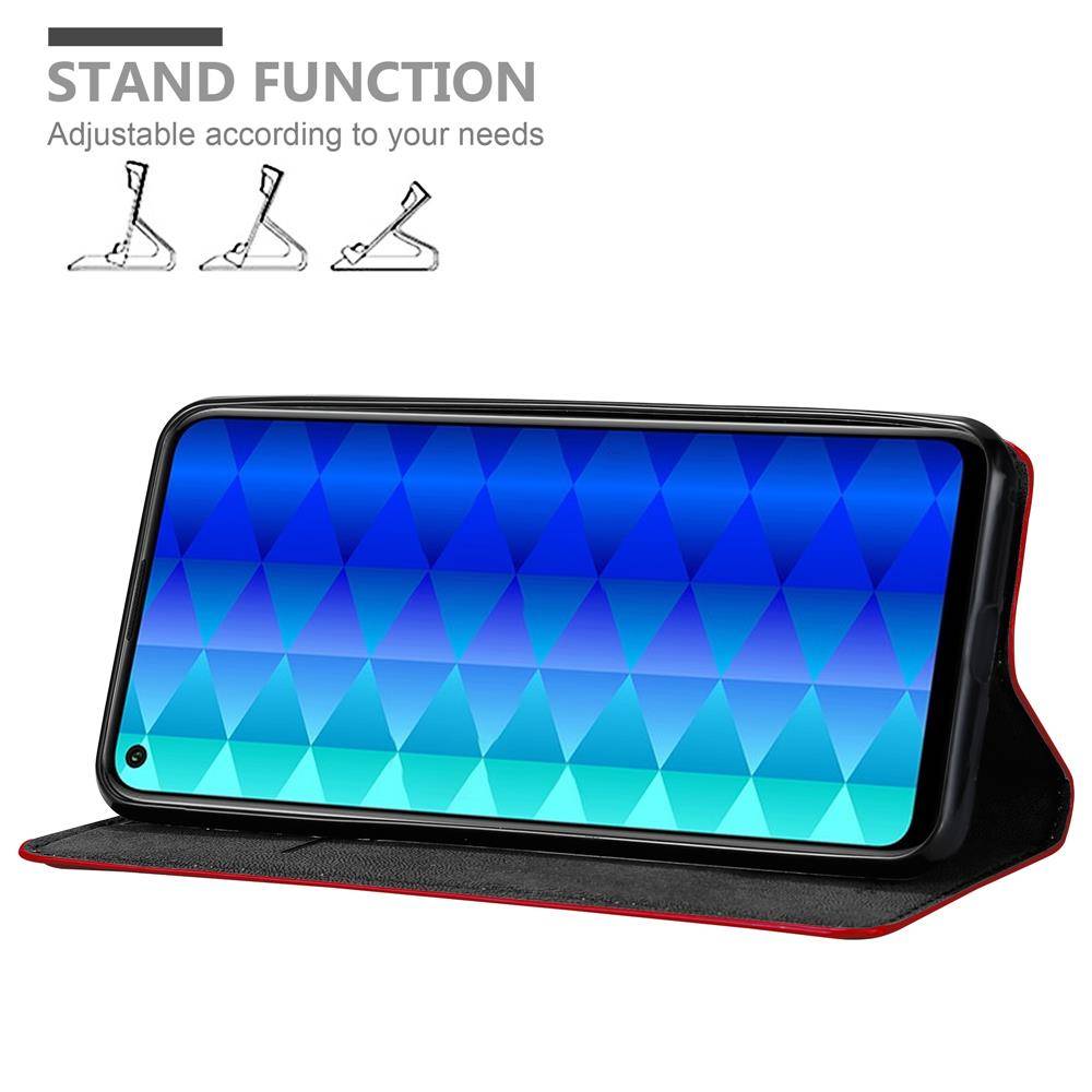 Cadorabo Hülle für Honor 9C Schutz Hülle in Rot Handyhülle Etui Case Cover Magnetverschluss