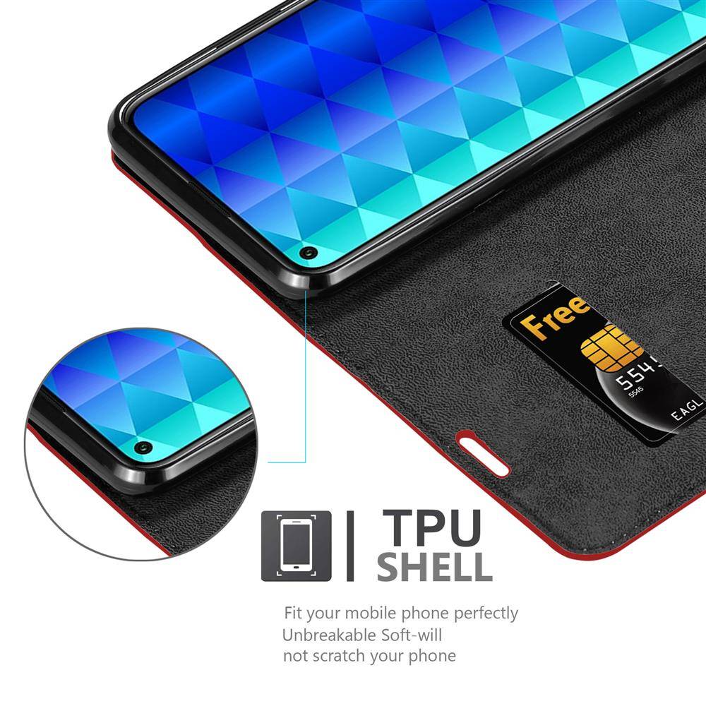 Cadorabo Hülle für Honor 9C Schutz Hülle in Rot Handyhülle Etui Case Cover Magnetverschluss