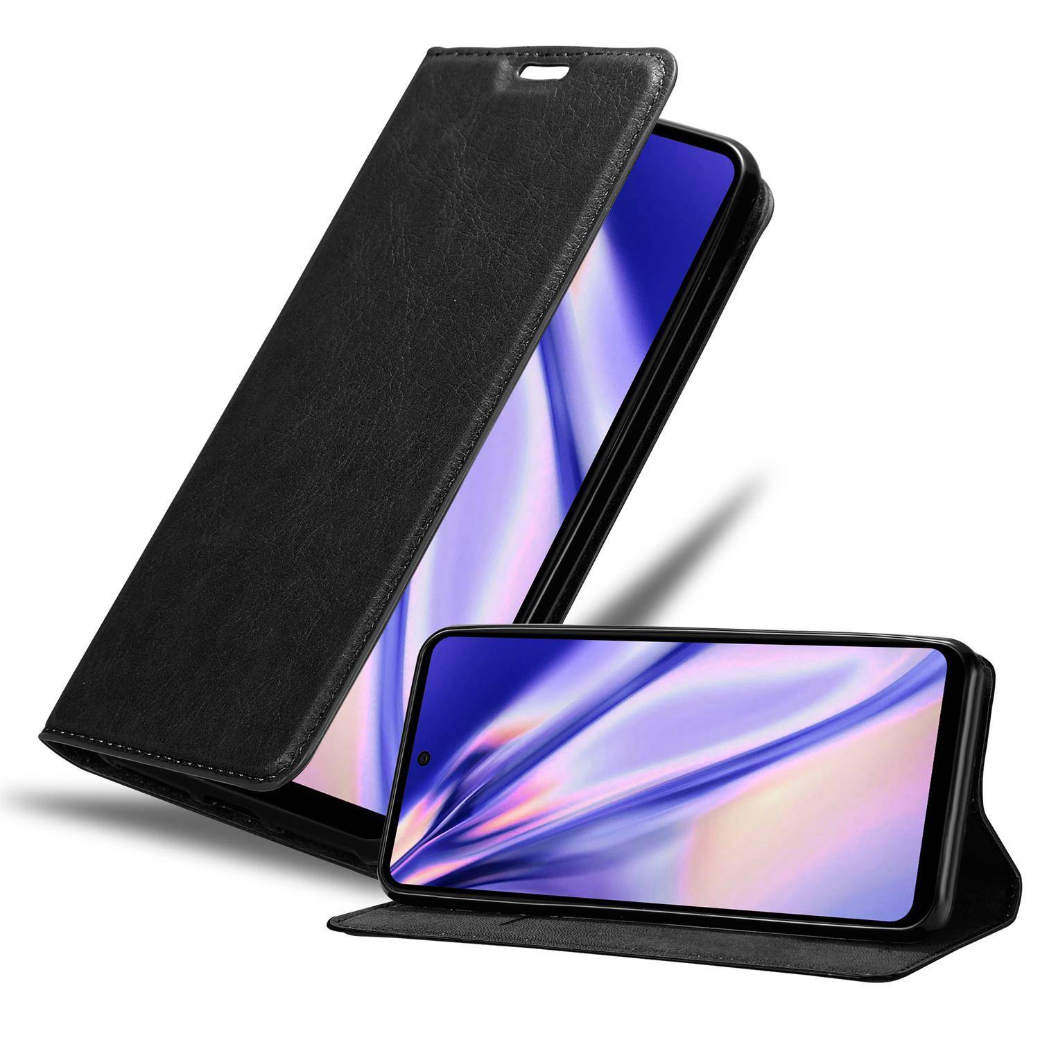 Cadorabo Hülle für LG K42 Schutz Hülle in Schwarz Handyhülle Etui Case Cover Magnetverschluss