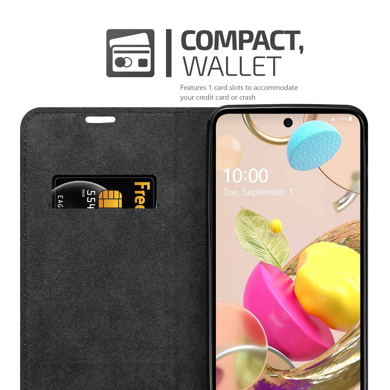 Cadorabo Hülle für LG K42 Schutz Hülle in Braun Handyhülle Etui Case Cover Magnetverschluss