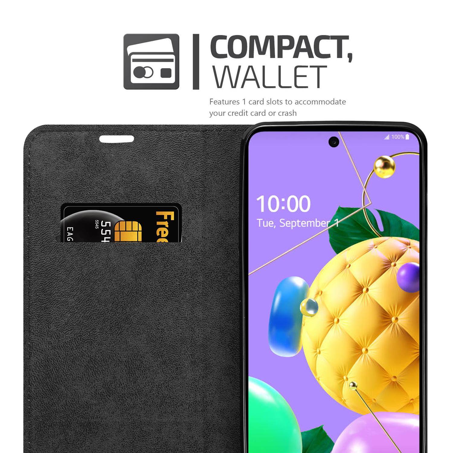 Cadorabo Hülle für LG K52 / K62 / Q52 Schutz Hülle in Rot Handyhülle Etui Case Cover Magnetverschluss