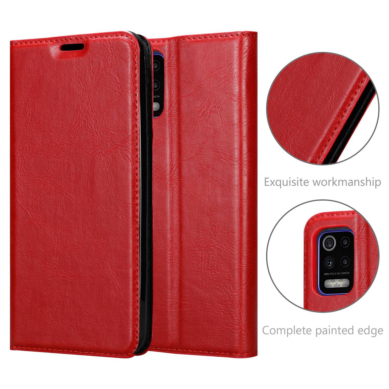 Cadorabo Hülle für LG K52 / K62 / Q52 Schutz Hülle in Rot Handyhülle Etui Case Cover Magnetverschluss