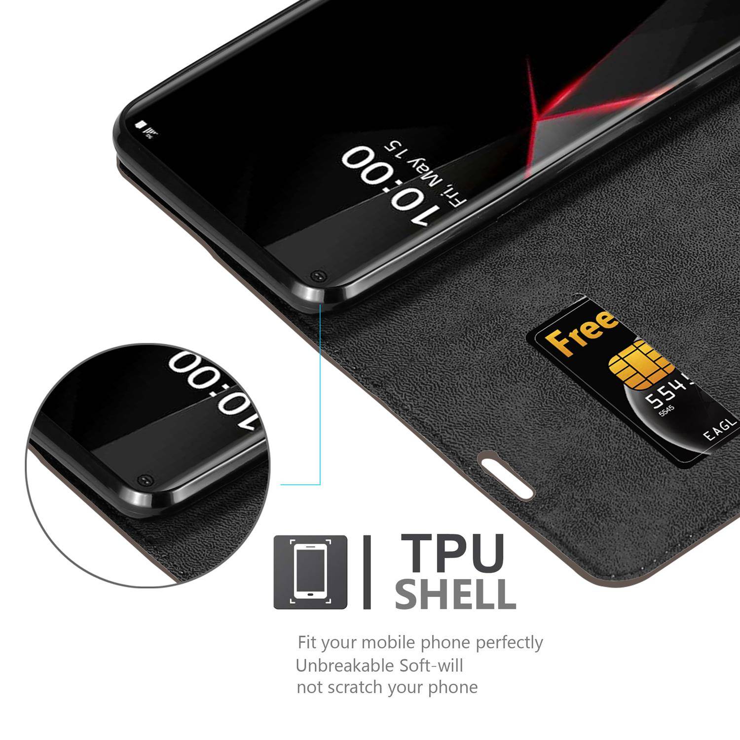 Cadorabo Hülle für LG Velvet Schutz Hülle in Braun Handyhülle Etui Case Cover Magnetverschluss