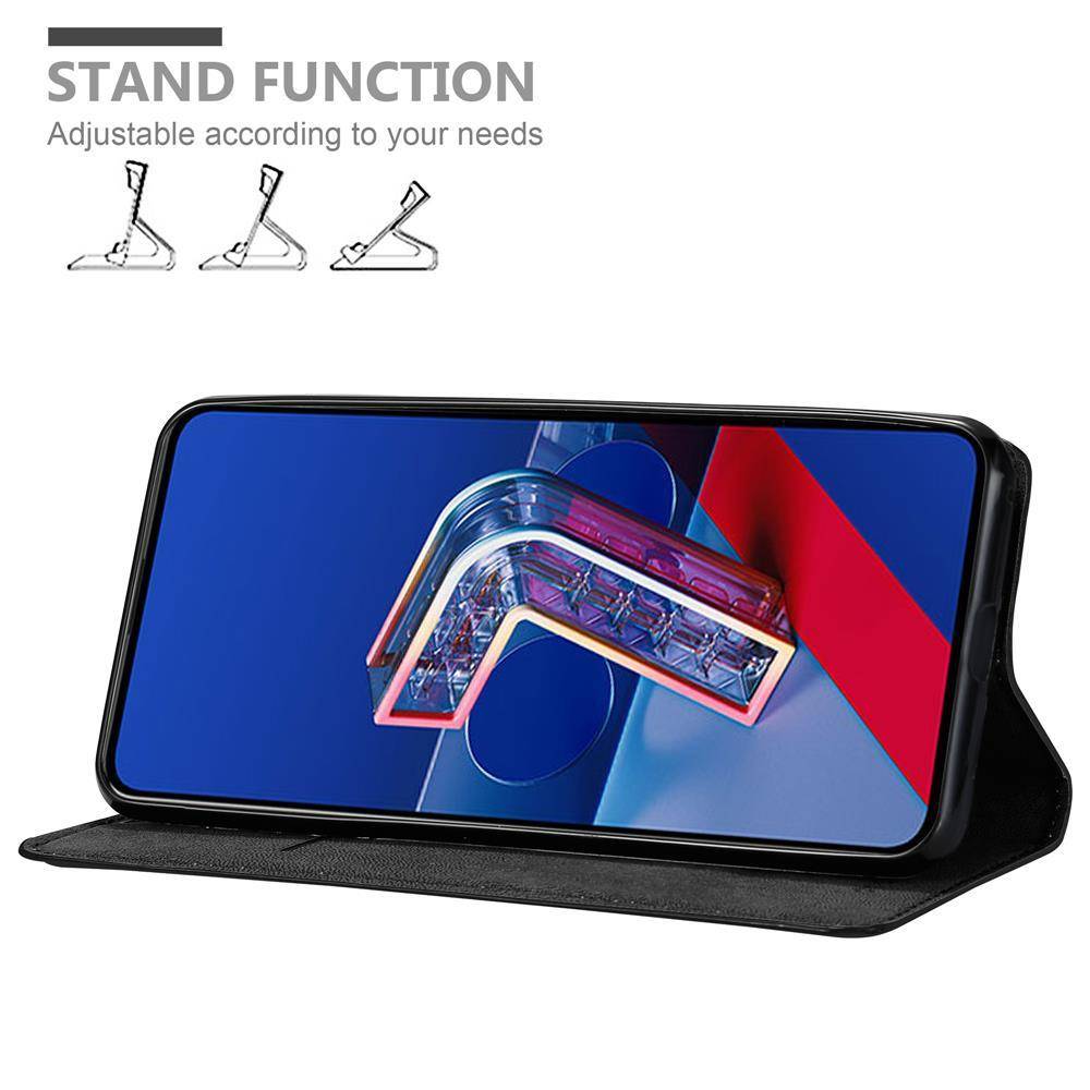 Cadorabo Hülle für Asus ZenFone 7 Schutz Hülle in Schwarz Handyhülle Etui Case Cover Magnetverschluss