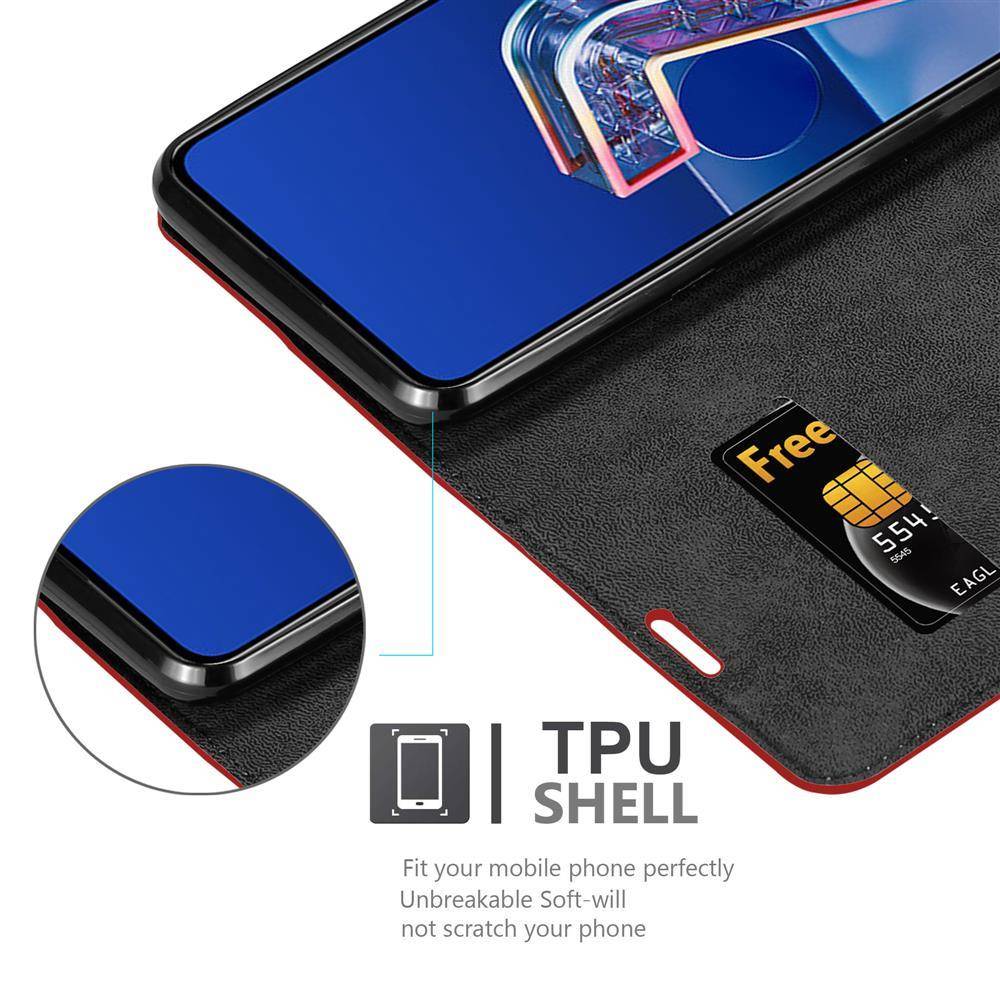 Cadorabo Hülle für Asus ZenFone 7 PRO Schutz Hülle in Rot Handyhülle Etui Case Cover Magnetverschluss