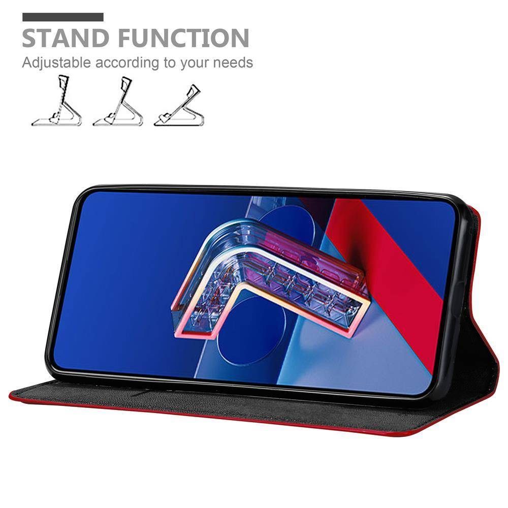 Cadorabo Hülle für Asus ZenFone 7 PRO Schutz Hülle in Rot Handyhülle Etui Case Cover Magnetverschluss