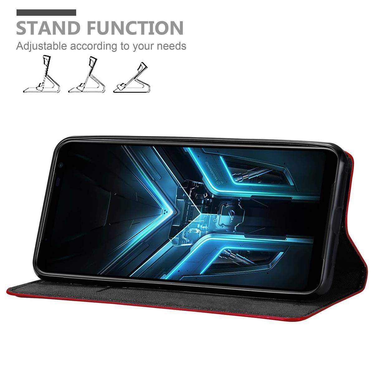 Cadorabo Hülle für Asus ROG Phone 3 Schutz Hülle in Rot Handyhülle Etui Case Cover Magnetverschluss