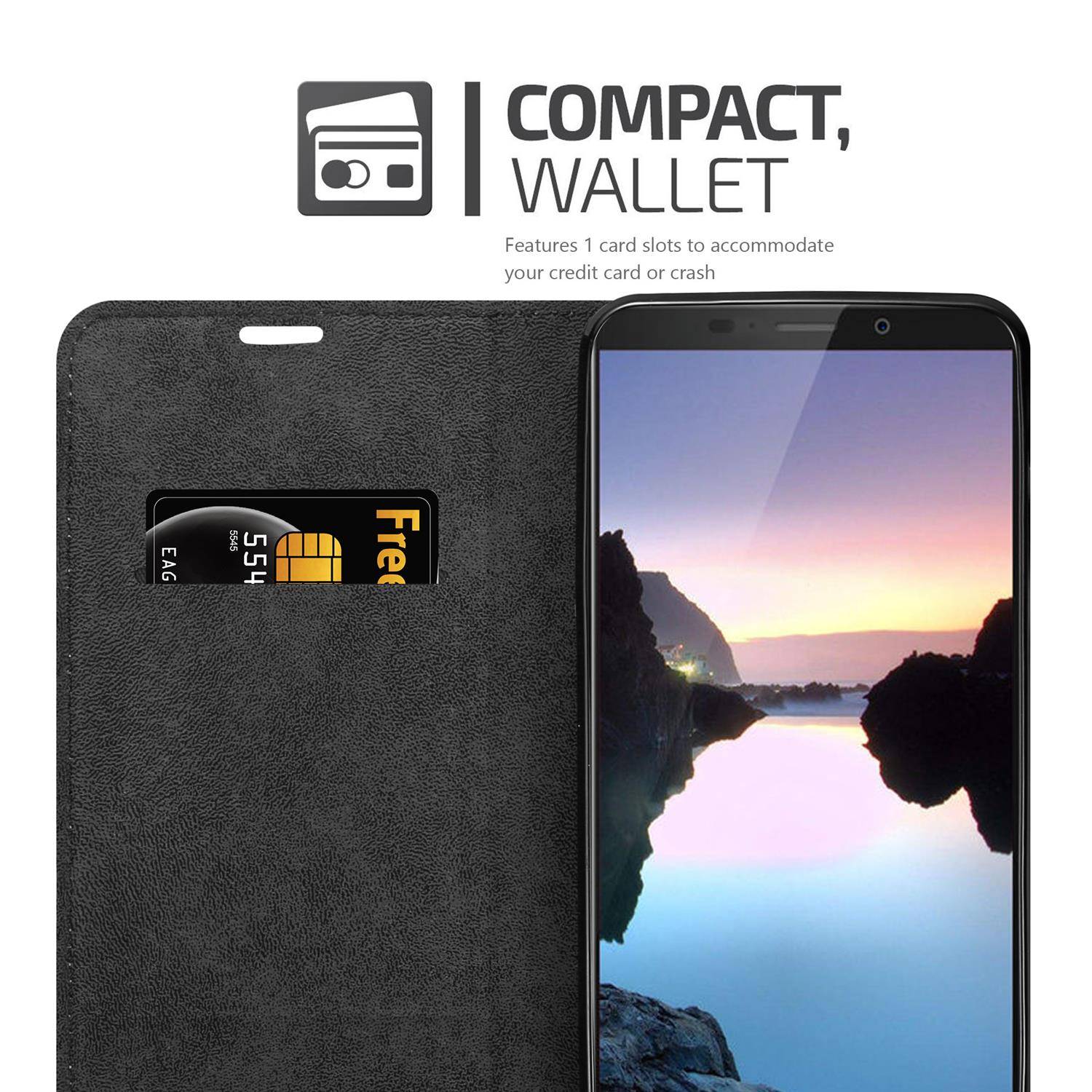 Cadorabo Hülle für Cubot J7 Schutz Hülle in Schwarz Handyhülle Etui Case Cover Magnetverschluss