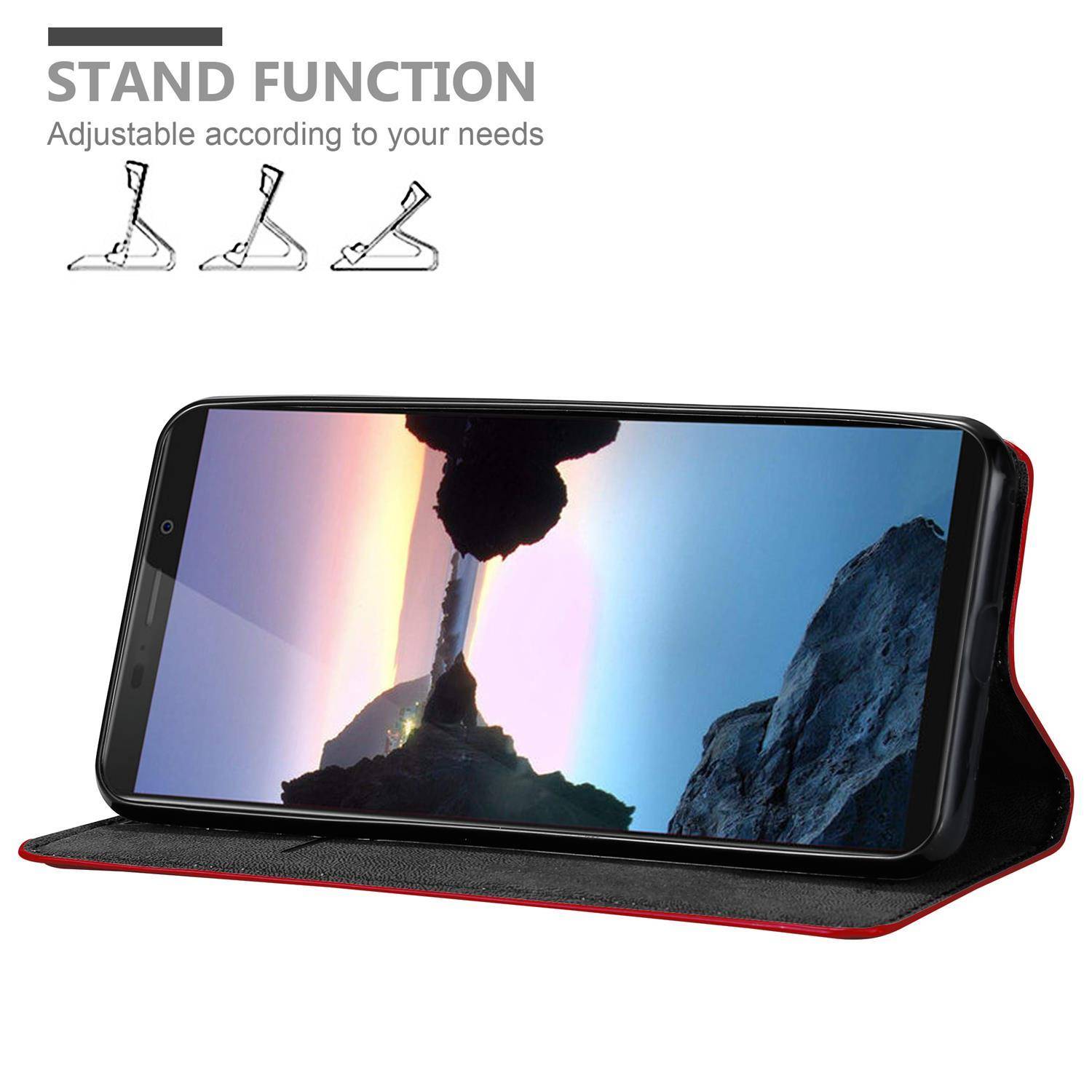 Cadorabo Hülle für Cubot J7 Schutz Hülle in Rot Handyhülle Etui Case Cover Magnetverschluss
