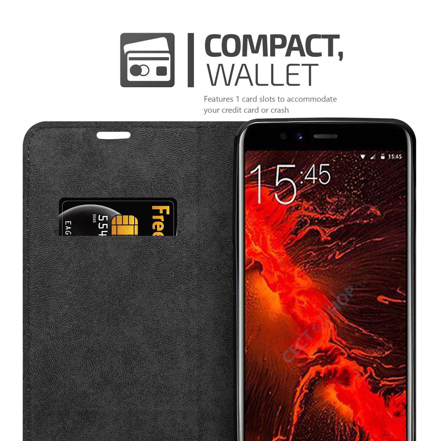 Cadorabo Hülle für Lenovo S5 Schutz Hülle in Schwarz Handyhülle Etui Case Cover Magnetverschluss