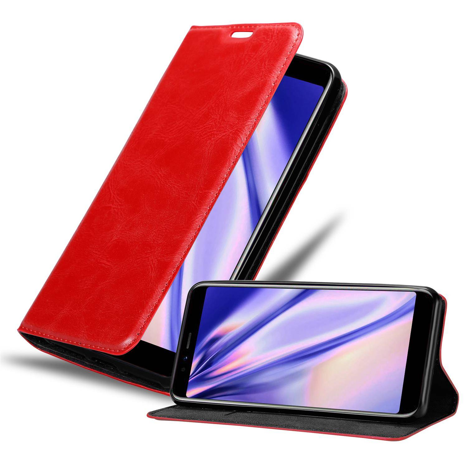 Cadorabo Hülle für Lenovo S5 Schutz Hülle in Rot Handyhülle Etui Case Cover Magnetverschluss