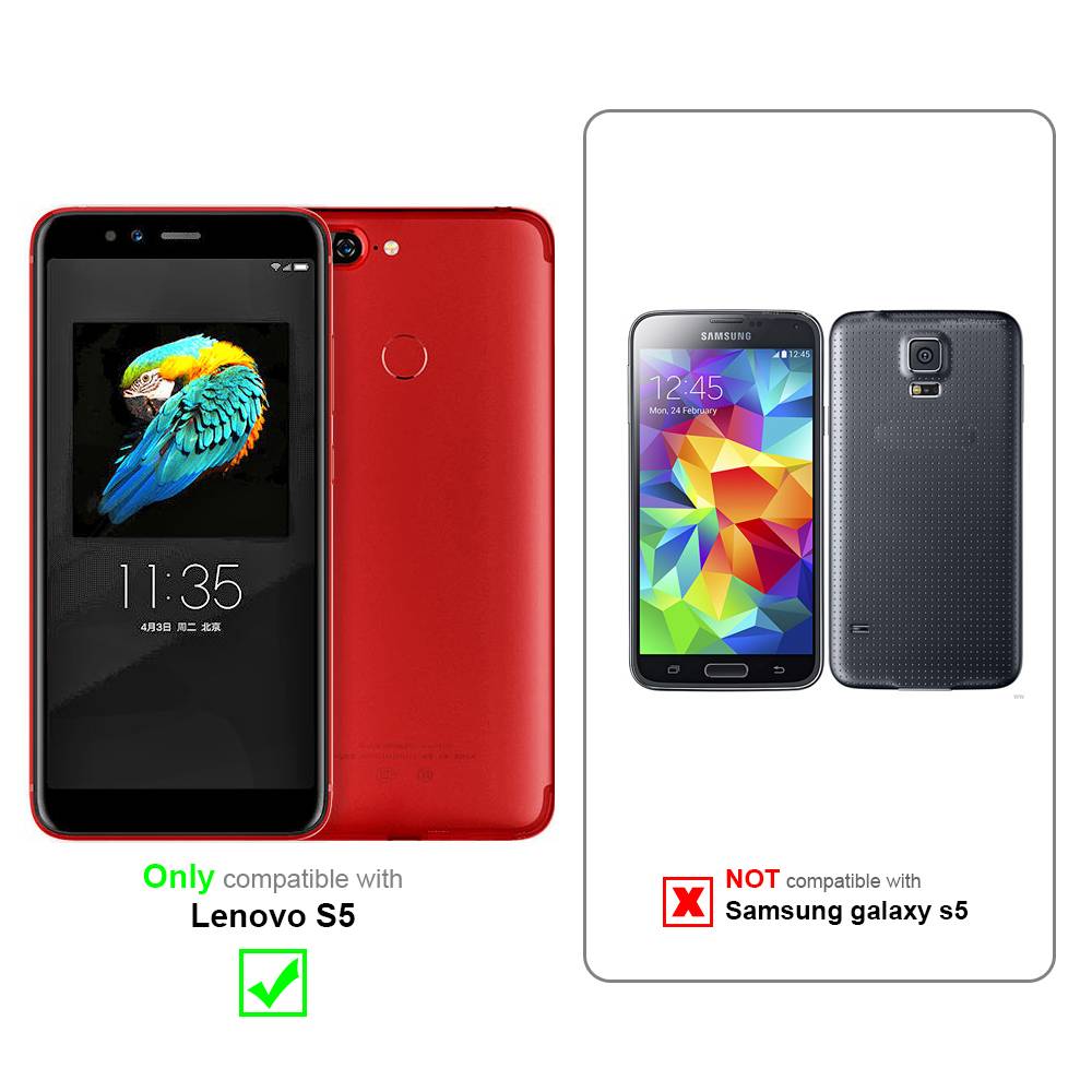 Cadorabo Hülle für Lenovo S5 Schutz Hülle in Rot Handyhülle Etui Case Cover Magnetverschluss