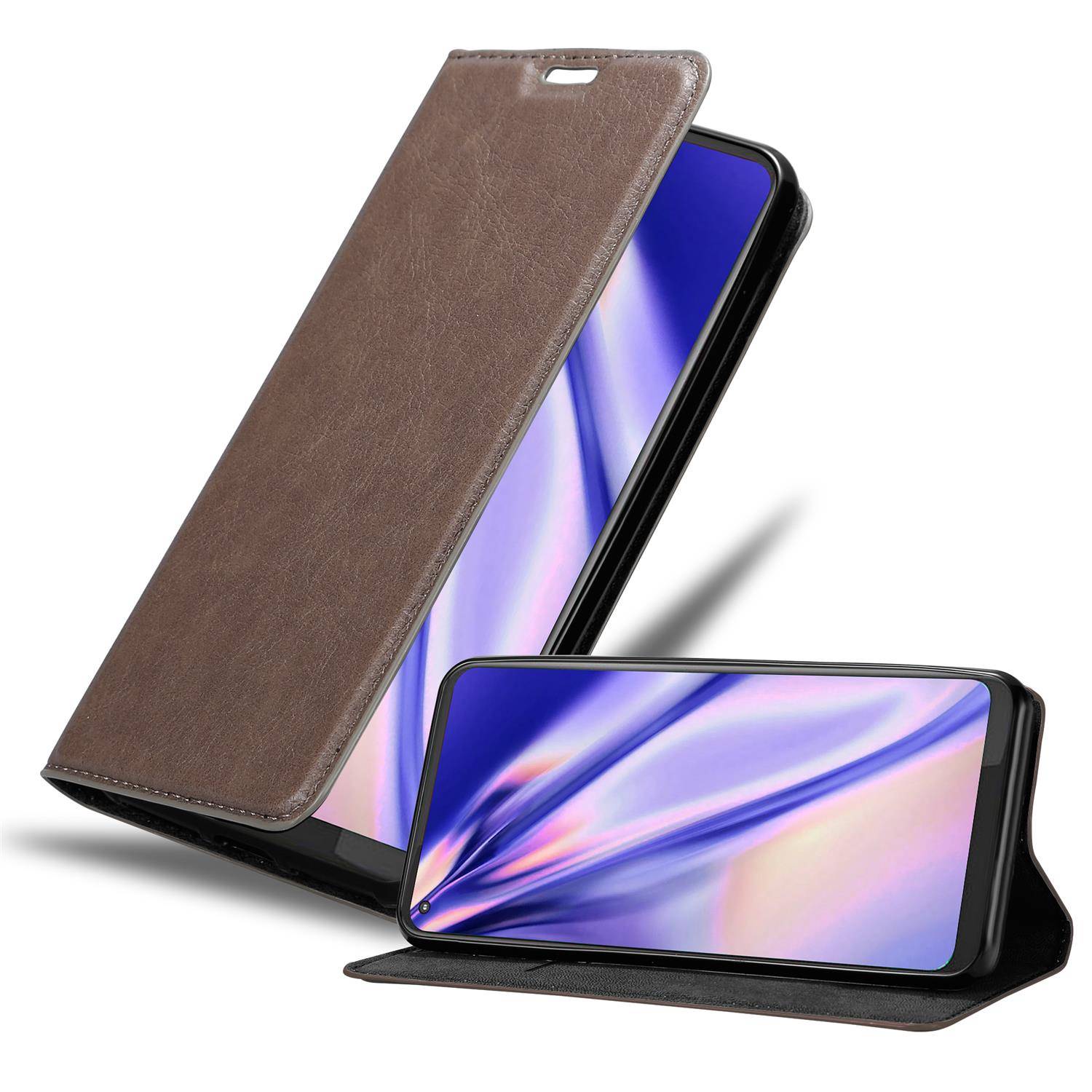 Cadorabo Hülle für Motorola MOTO G8 Schutz Hülle in Braun Handyhülle Etui Case Cover Magnetverschluss